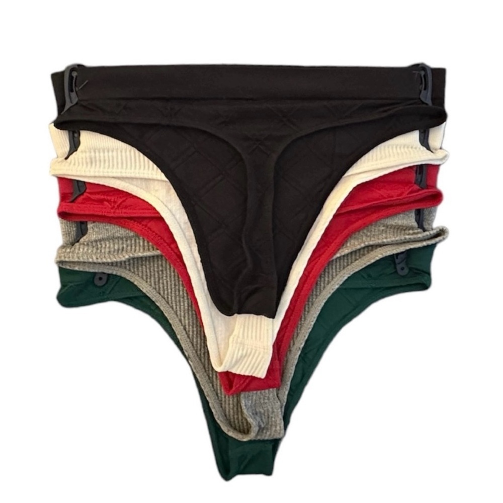 Lucky Brand 5 Pc Thongs Panties Set Christmas Gift Red Green  NEW WITH TAGS - Picture 5 of 10